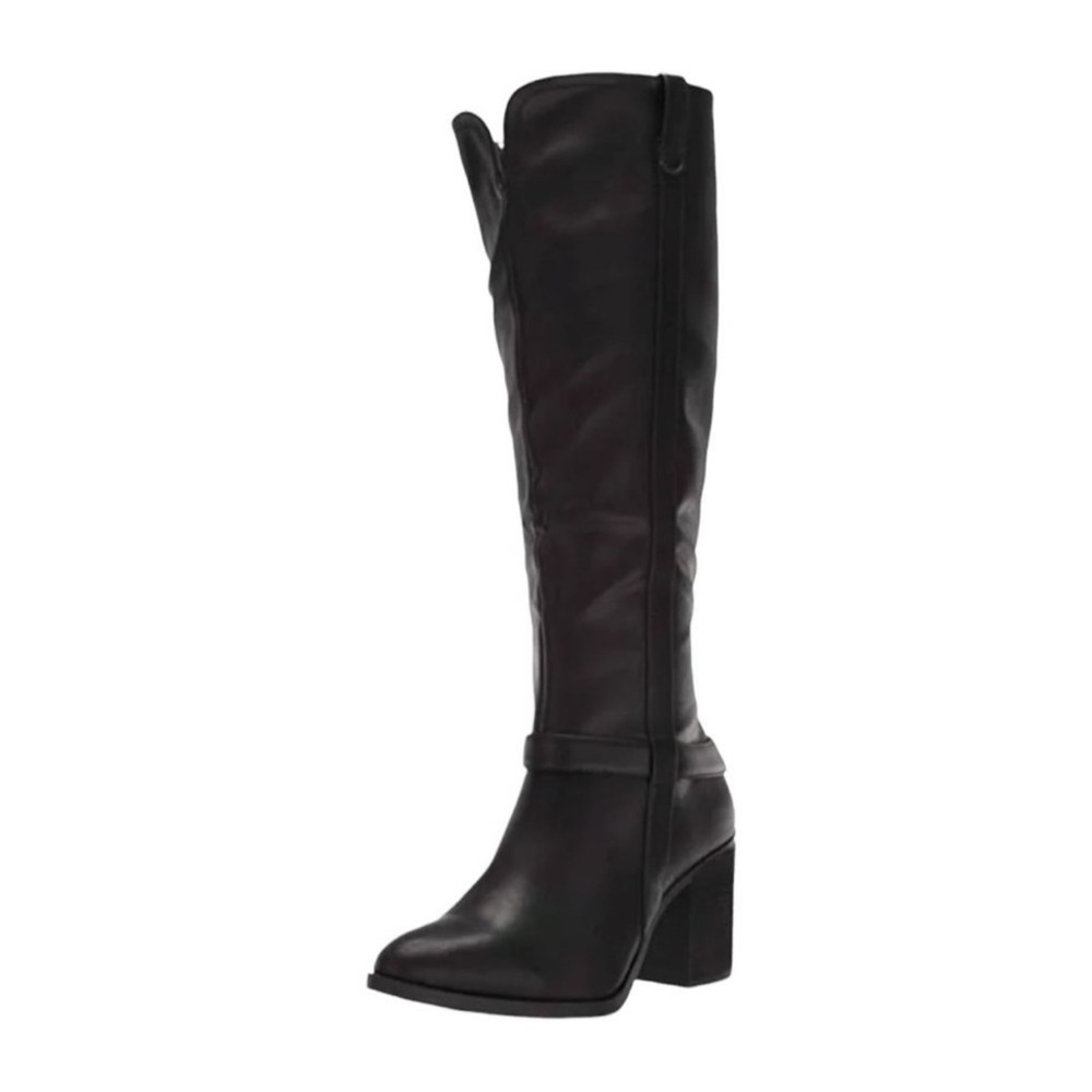 MIA 'Hamilton' Faux Leather Black Block Heeled Knee High Boots Sz 8.5 NEW - Picture 15 of 16
